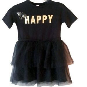 Happy Vibes: Playful Black Tee Dress with Tulle Skirt whimsical